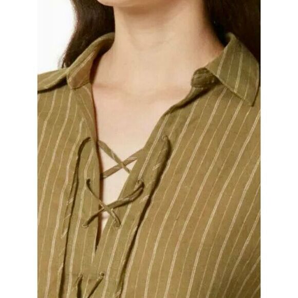 NEW Free People Womens S Under the Boardwalk Striped Tunic Lace Up Front Top - Picture 4 of 6